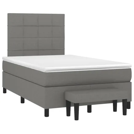 Sommier à lattes de lit avec matelas gris foncé 120x190cm tissu 2