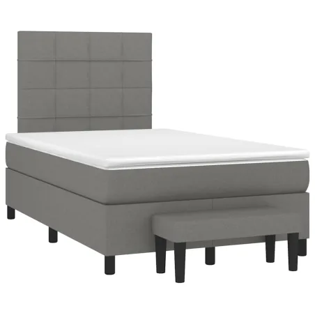 Sommier à lattes de lit avec matelas gris foncé 120x190cm tissu