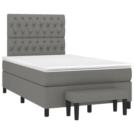 Sommier à lattes de lit avec matelas gris foncé 120x190cm tissu 2