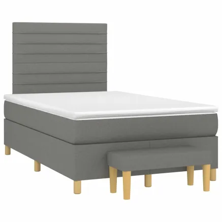Sommier à lattes de lit avec matelas gris foncé 120x190cm tissu 2