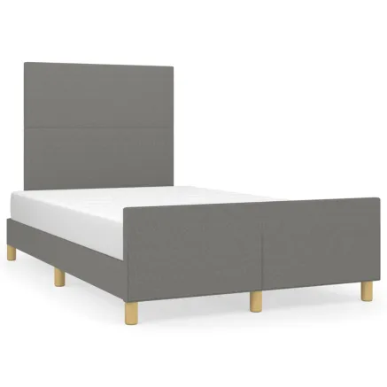 Cadre de lit sans matelas gris foncé 120x190 cm tissu 2