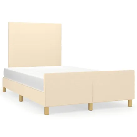 Cadre de lit sans matelas crème 120x190 cm tissu 2