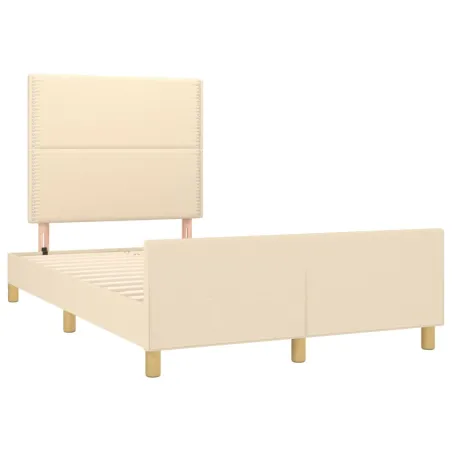 Cadre de lit sans matelas crème 120x190 cm tissu
