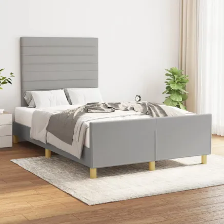 Cadre de lit sans matelas gris clair 120x190 cm tissu