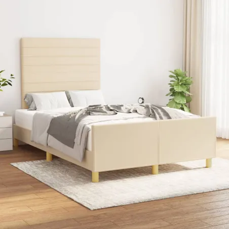 Cadre de lit sans matelas crème 120x190 cm tissu