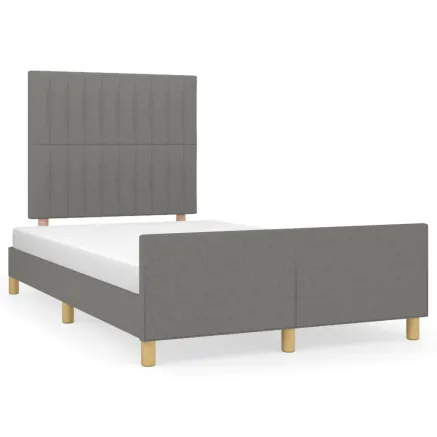 Cadre de lit sans matelas gris foncé 120x190 cm tissu 2
