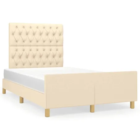Cadre de lit sans matelas crème 120x190 cm tissu