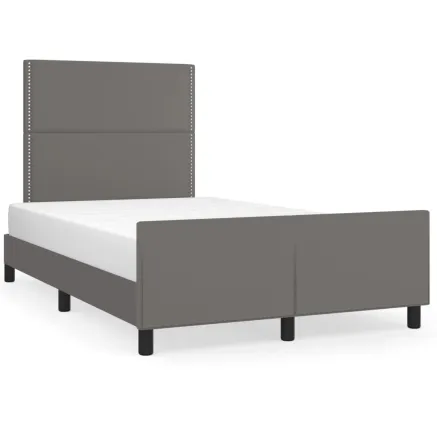 Cadre de lit sans matelas gris 120x190 cm similicuir 2