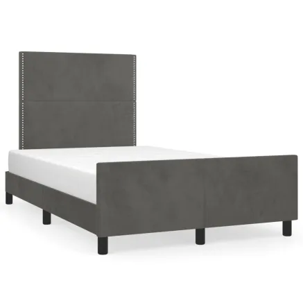 Cadre de lit sans matelas gris foncé 120x190 cm velours 2