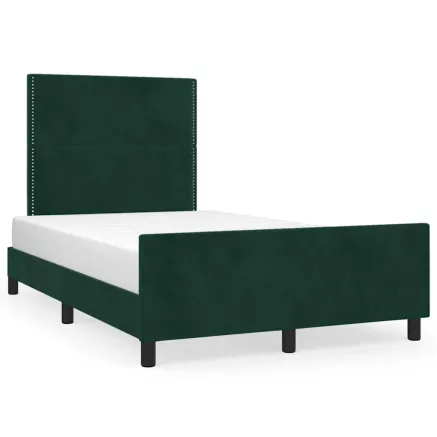 Cadre de lit sans matelas vert foncé 120x190 cm velours 2