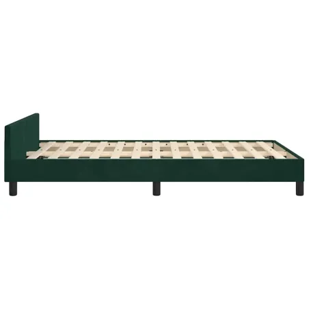 Cadre de lit sans matelas vert foncé 120x190 cm velours