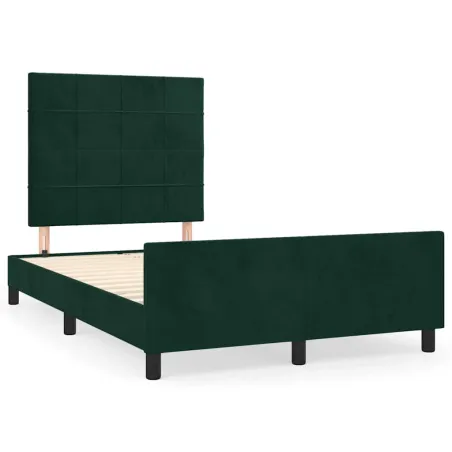 Cadre de lit sans matelas vert foncé 120x190 cm velours