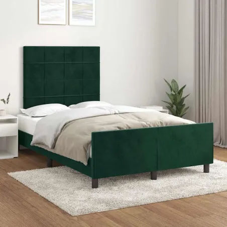 Cadre de lit sans matelas vert foncé 120x190 cm velours