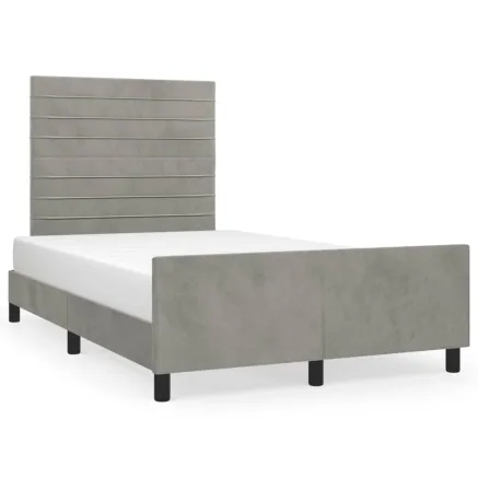 Cadre de lit sans matelas gris clair 120x190 cm velours 2