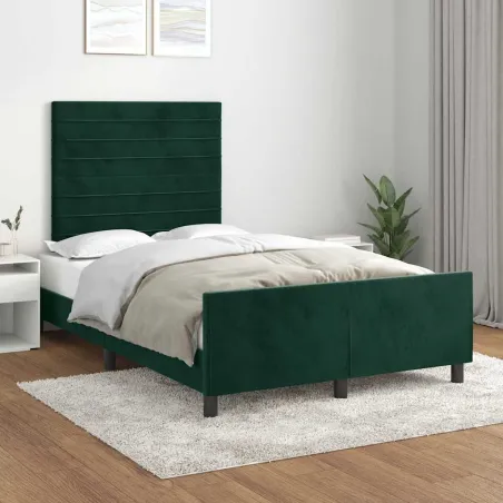 Cadre de lit sans matelas vert foncé 120x190 cm velours