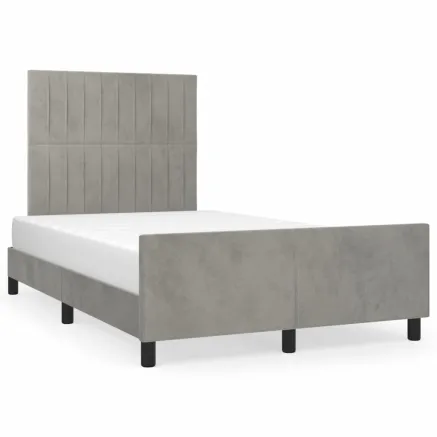 Cadre de lit sans matelas gris clair 120x190 cm velours 2