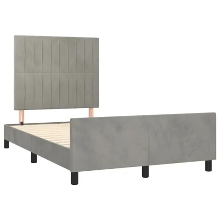 Cadre de lit sans matelas gris clair 120x190 cm velours