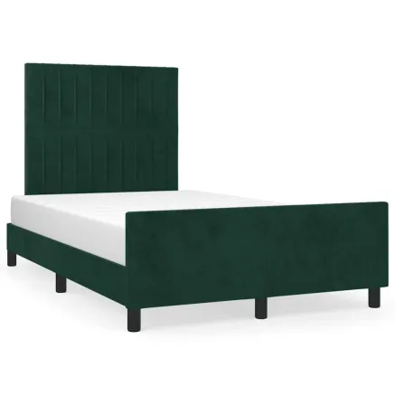 Cadre de lit sans matelas vert foncé 120x190 cm velours 2