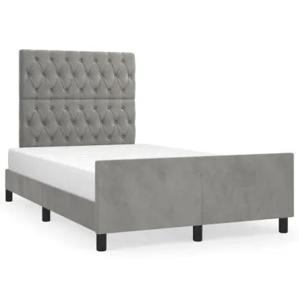 Cadre de lit sans matelas gris clair 120x190 cm velours 2