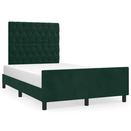 Cadre de lit sans matelas vert foncé 120x190 cm velours 2