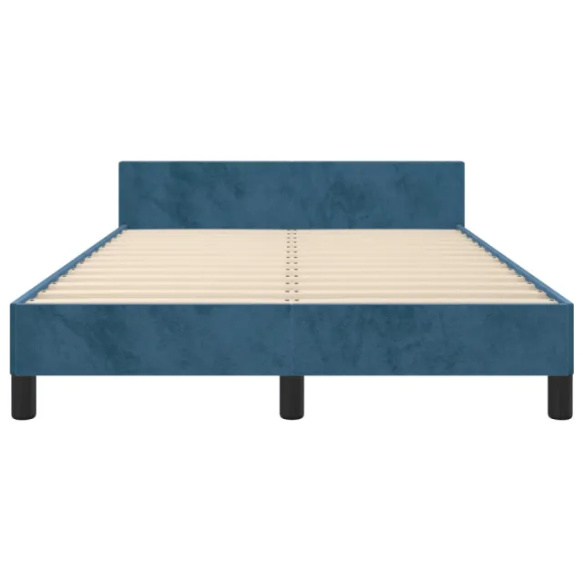 Cadre de lit sans matelas bleu foncé 120x190 cm velours