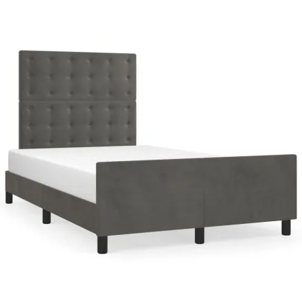 Cadre de lit sans matelas gris foncé 120x190 cm velours 2