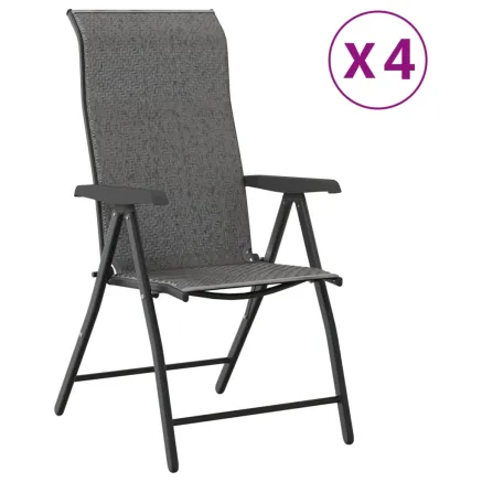 Chaises pliables de jardin lot de 4 gris résine tressée 2