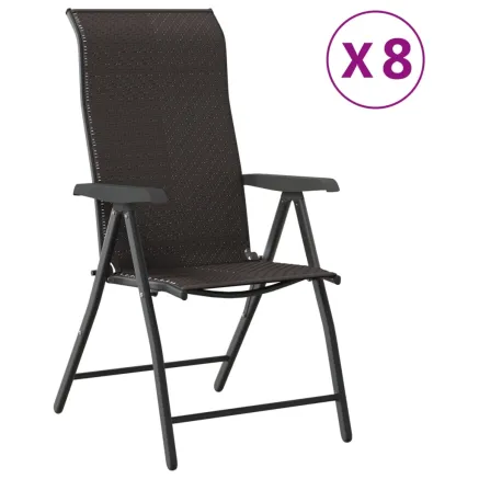 Chaises pliables de jardin lot de 8 café noir résine tressée 2