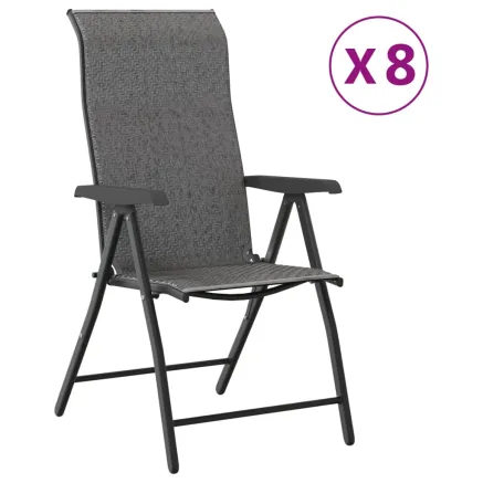 Chaises pliables de jardin lot de 8 gris résine tressée 2