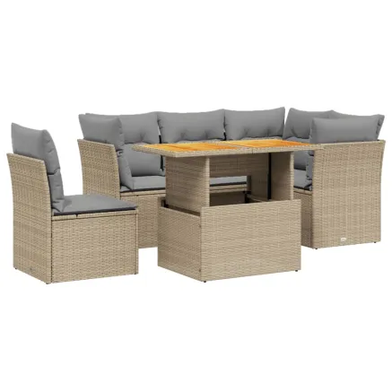 Salon de jardin avec coussins 5 pcs beige résine tressée 2