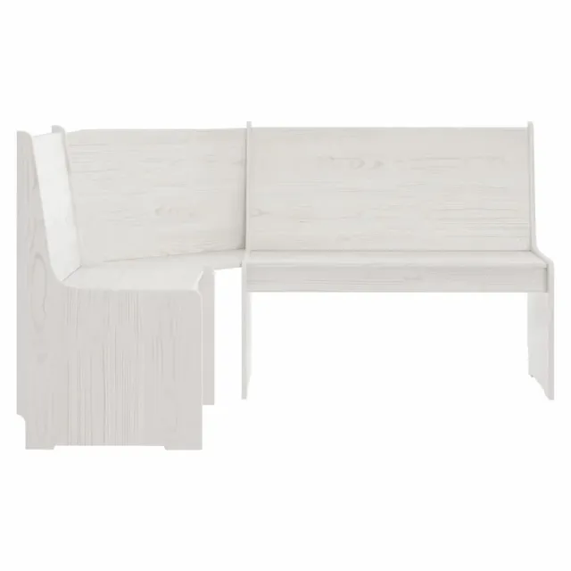Banc d'angle REINE 151 cm blanc bois de pin solide