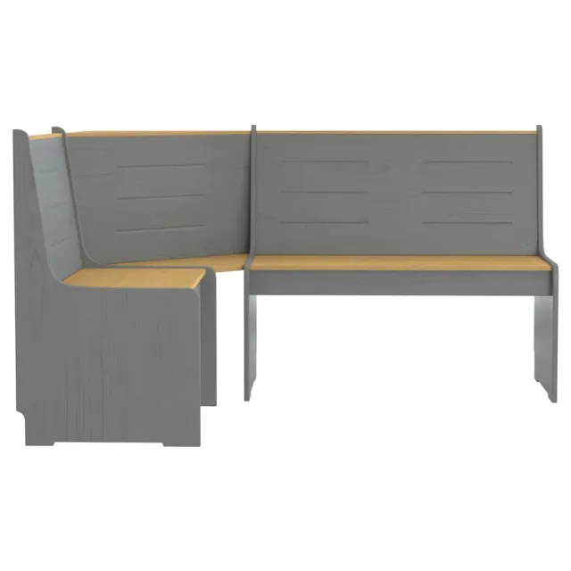 Banc d'angle REINE 151cm marron miel et gris bois de pin solide