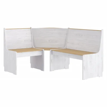 Banc d'angle REINE 151 cm marron miel et blanc bois pin solide