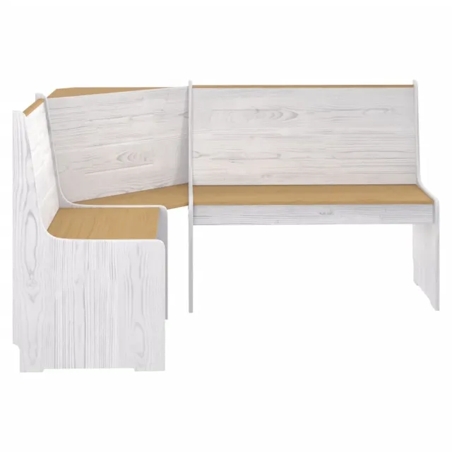 Banc d'angle REINE 151 cm marron miel et blanc bois pin solide