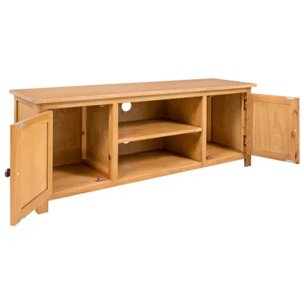 Meuble TV 110x35x44 cm Bois de chêne massif 2