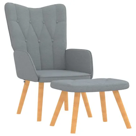 Chaise de relaxation avec tabouret Gris clair Tissu 2