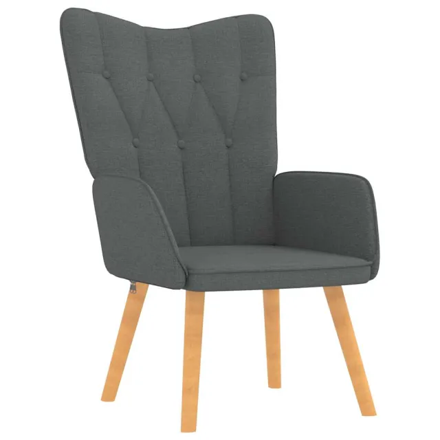 Chaise de relaxation avec tabouret Gris foncé Tissu