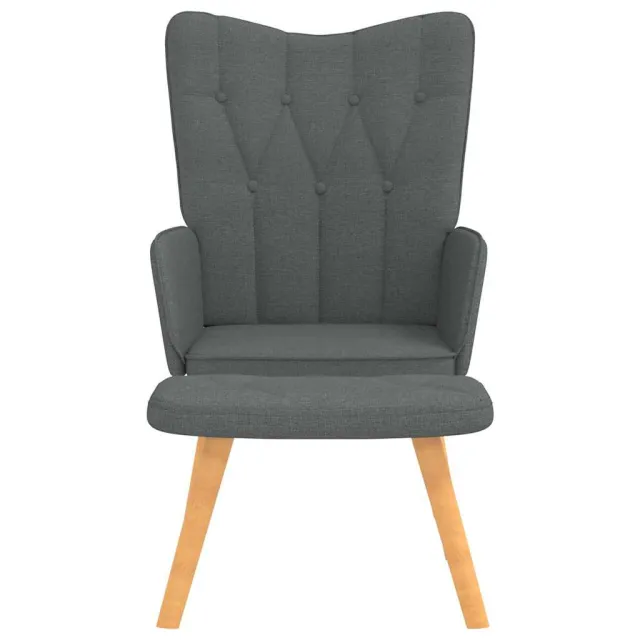 Chaise de relaxation avec tabouret Gris foncé Tissu