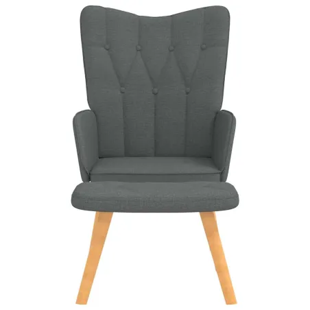 Chaise de relaxation avec tabouret Gris foncé Tissu