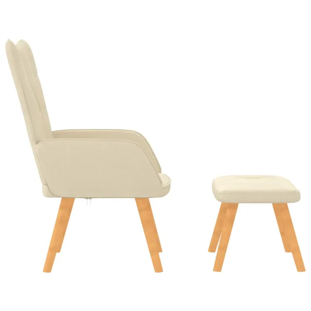 Chaise de relaxation avec tabouret Crème Tissu