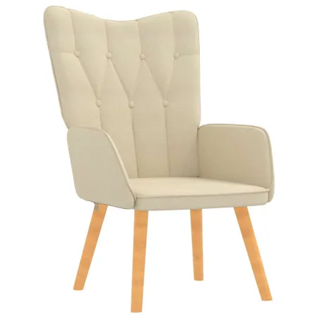 Chaise de relaxation avec tabouret Crème Tissu
