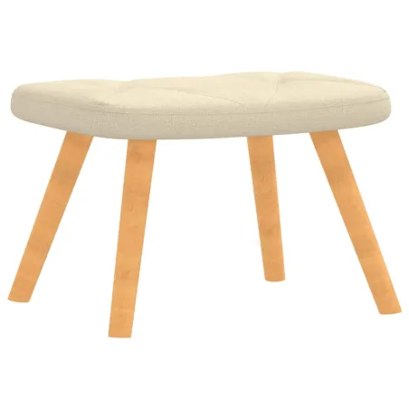 Chaise de relaxation avec tabouret Crème Tissu