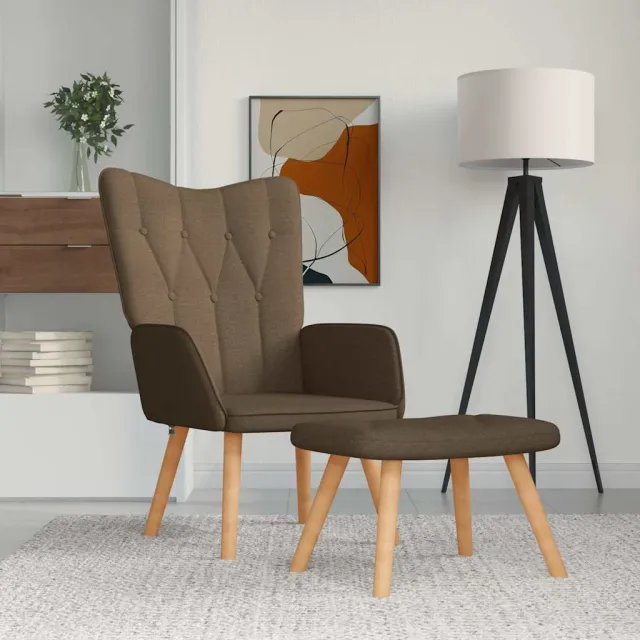 Chaise de relaxation avec tabouret Marron Tissu