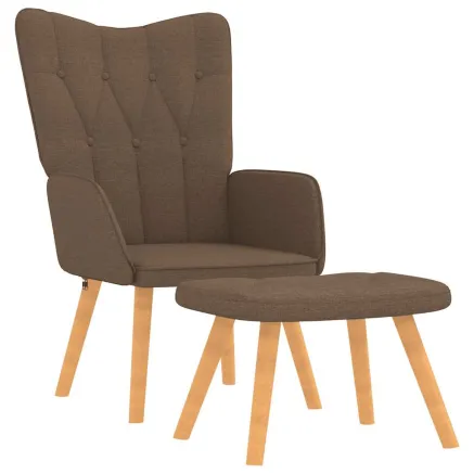 Chaise de relaxation avec tabouret Marron Tissu 2