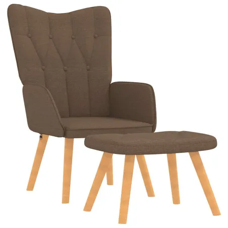 Chaise de relaxation avec tabouret Marron Tissu