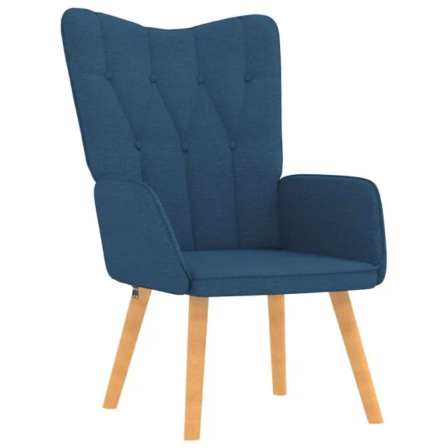 Chaise de relaxation avec tabouret Bleu Tissu
