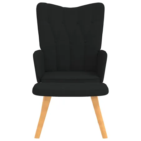 Chaise de relaxation avec tabouret Noir Tissu