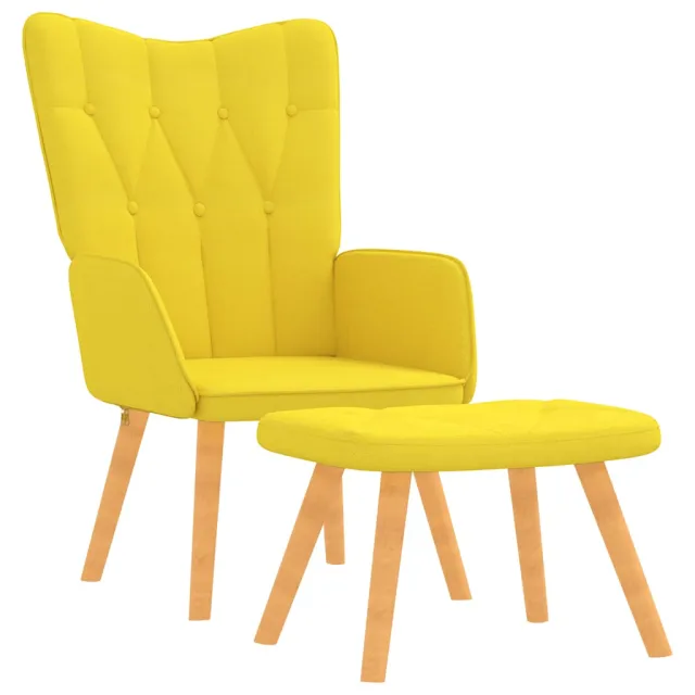 Chaise de relaxation avec tabouret Jaune moutarde Tissu