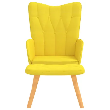 Chaise de relaxation avec tabouret Jaune moutarde Tissu