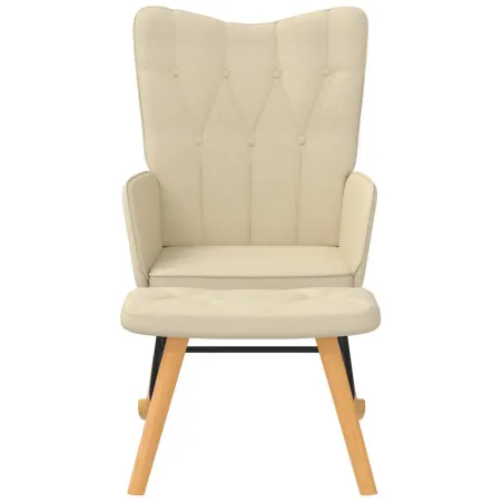 Chaise à bascule avec repose-pied Crème Tissu
